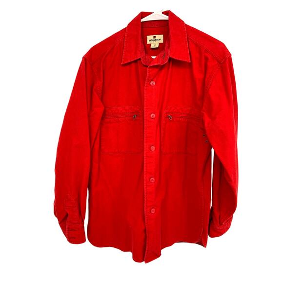 Woolrich Chamois Cloth Shirt Button Up Jacket  Red 100% Cotton Size M - Picture 1 of 4